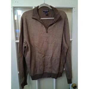 Brooks Brothers Supima Cotton Brown Beige Quarter Zip Sweater Mens, XL H1